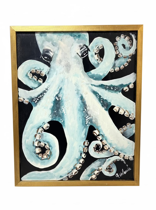 Aqua Octopus with black background