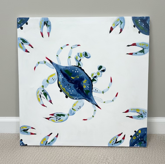 White and Blues Mulit Crab Painting